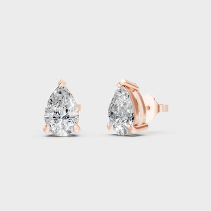 Pear Diamond Stud Earrings 1 To 5 Ct Each Lab Grown In Rose Gold Elegant Style