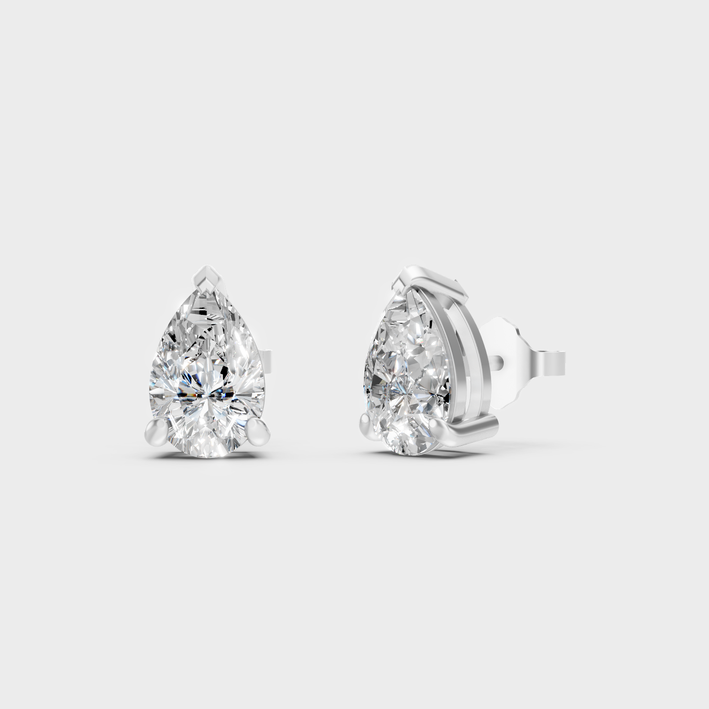 White Gold Pear Cut Lab Grown Diamond Earrings 2 To 10 Ct IGI Certified Jewelry