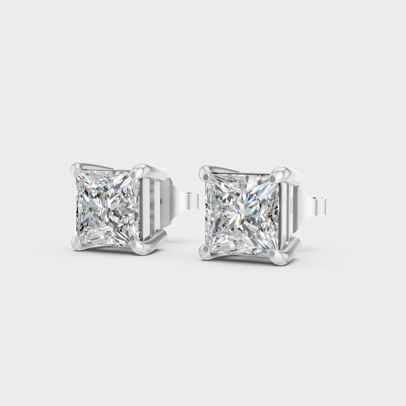 Platinum Princess Diamond Earrings 2 To 10 Ct Premium Lab Grown Jewelry