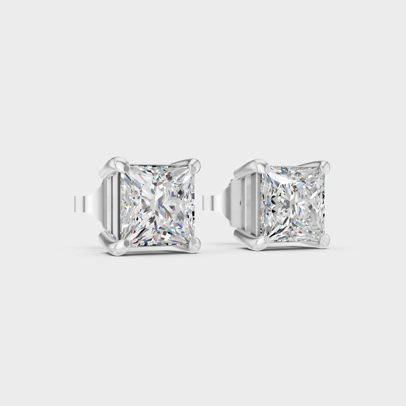 Platinum 950 Princess Diamond Stud Earrings 2 To 10 Ct Lab Grown Luxury Design