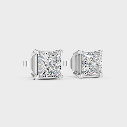 Platinum 950 Princess Diamond Stud Earrings 2 To 10 Ct Lab Grown Luxury Design
