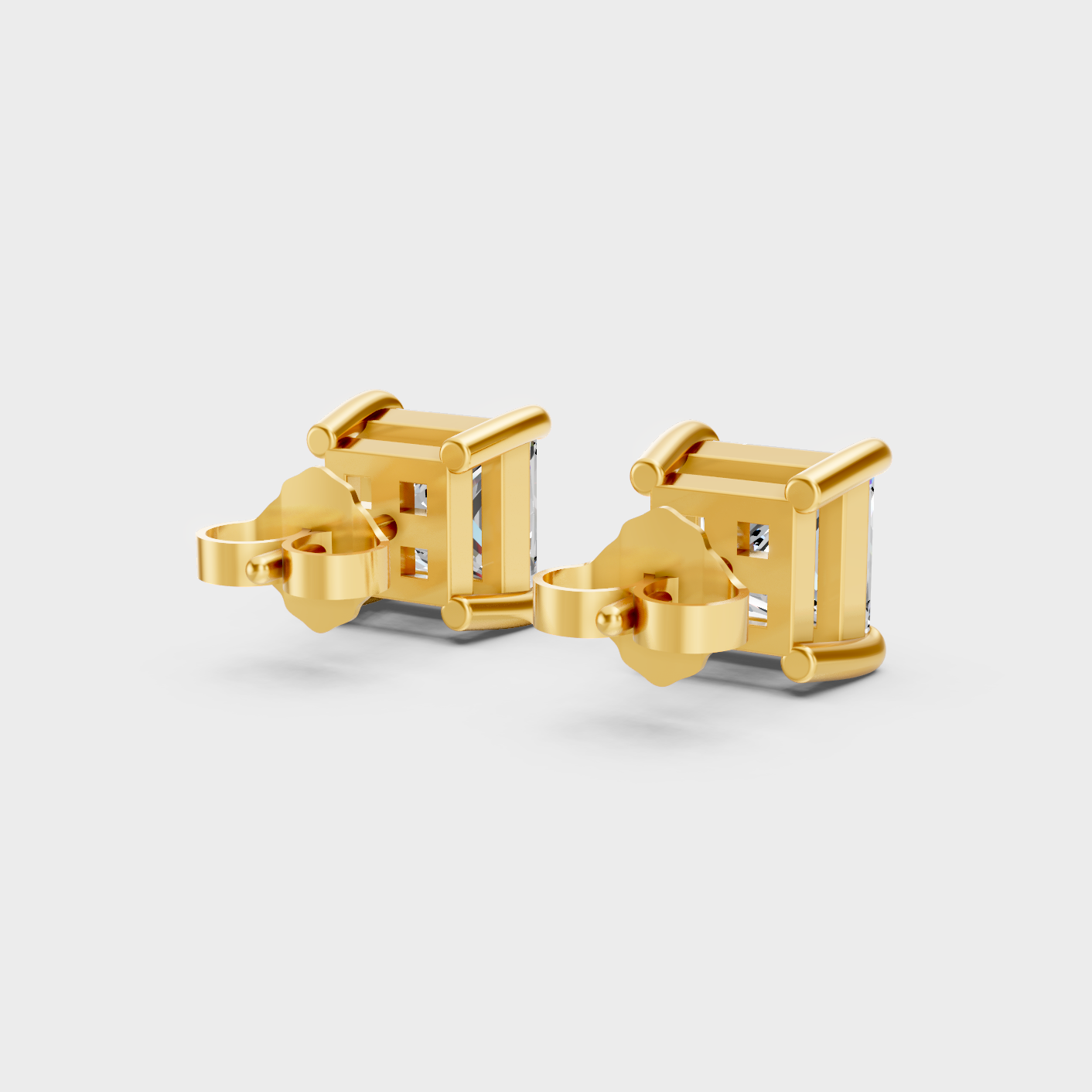 Yellow Gold Lab Grown Princess Diamond Earrings 2 To 10 Ct Luxury Gift Jewelry