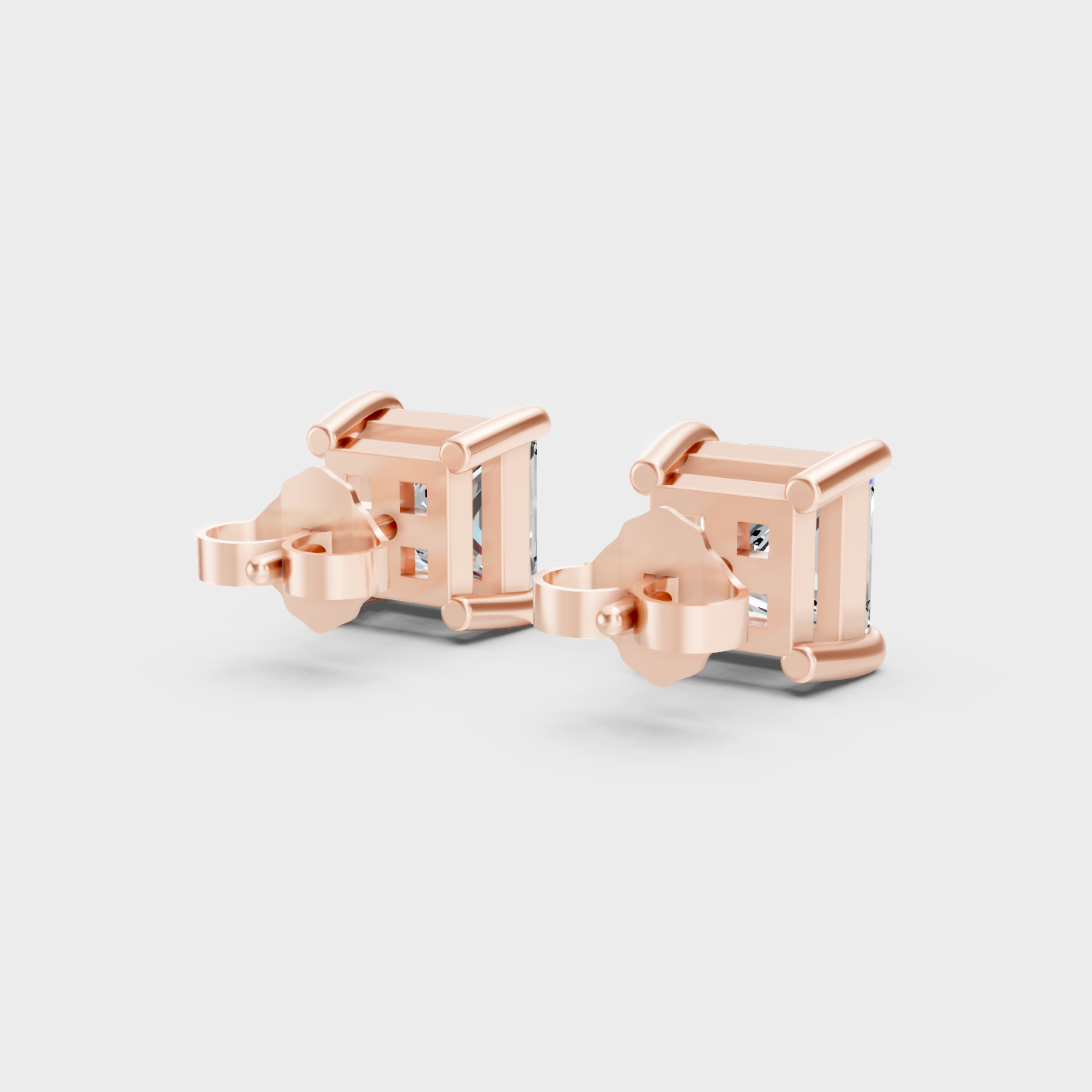 Rose Gold Princess Diamond Earrings 2 To 10 Ct Ethical Sparkle Jewelry