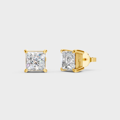 2 To 10 Ct Princess Cut Lab Grown Diamond Earrings In Yellow Gold Luxury Jewelry