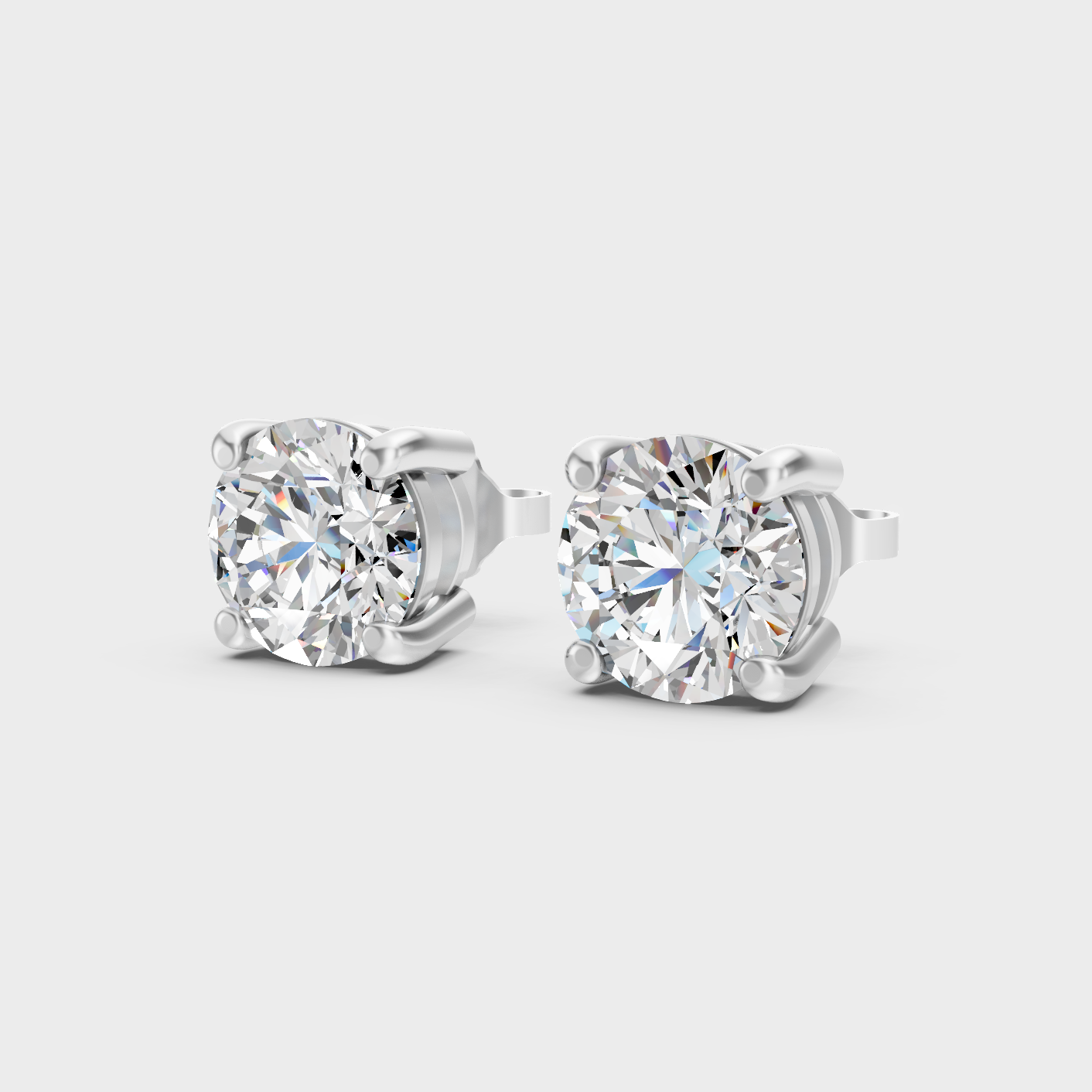 Platinum 950 Round Diamond Stud Earrings 3.00 Ct Premium Designer Jewelry