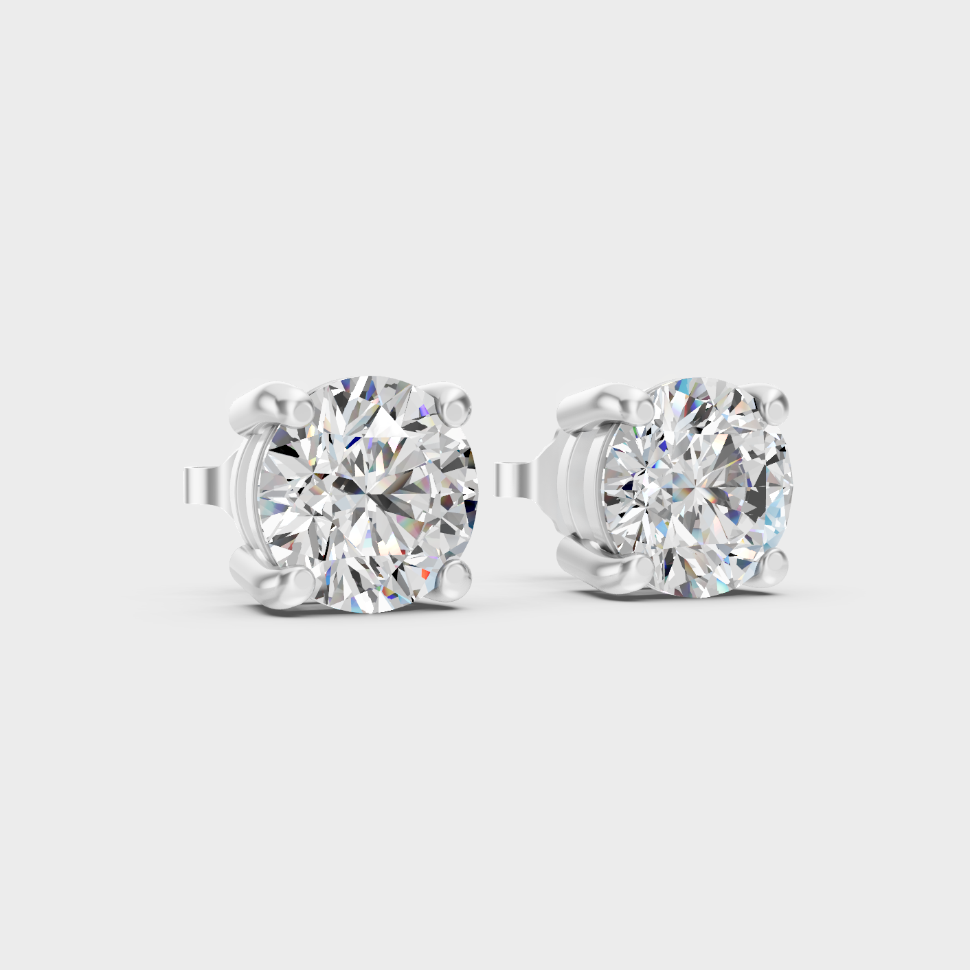 White Gold Round Diamond Stud Earrings 3.00 Ct Modern Luxury Design