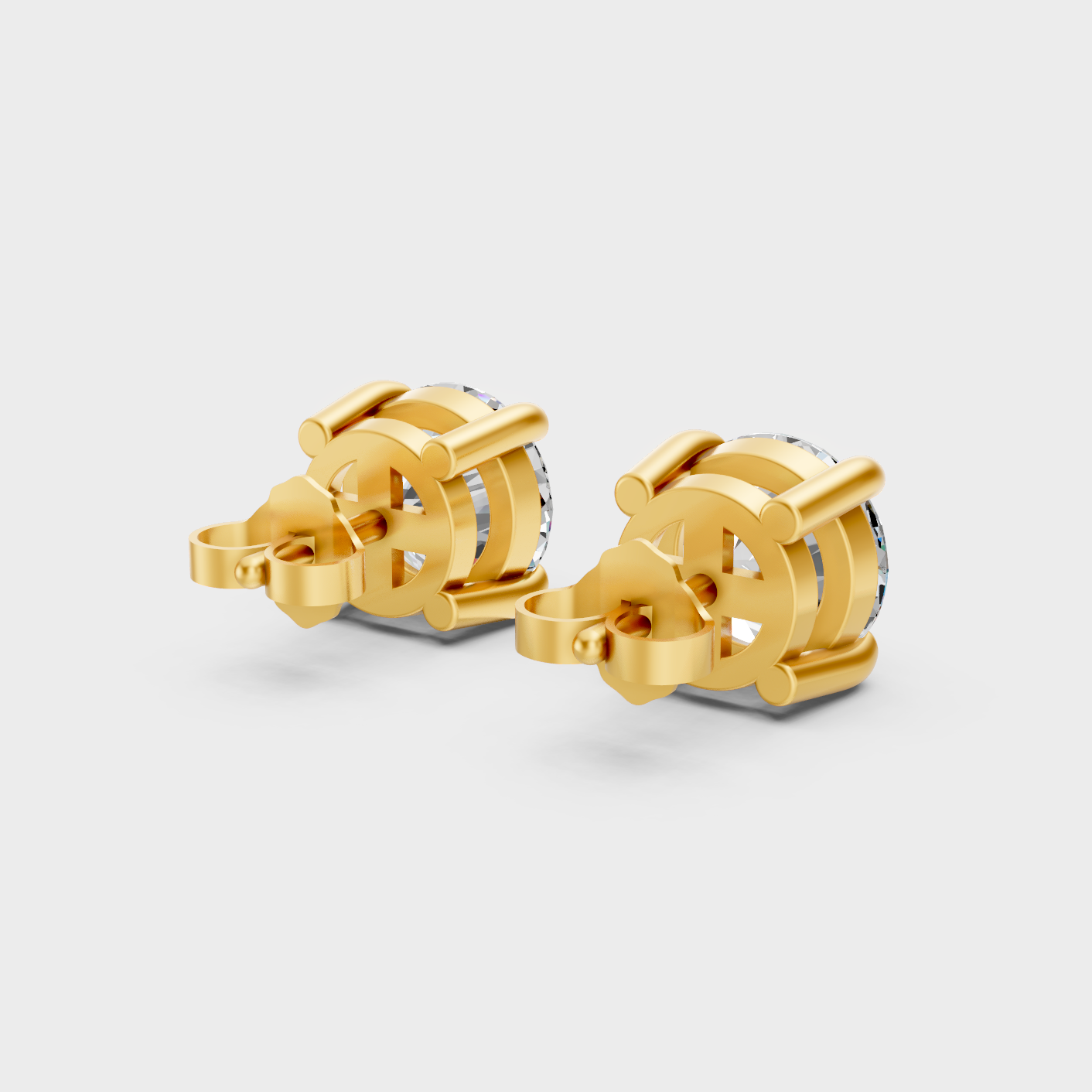 Yellow Gold Lab Grown Round Diamond Stud Earrings 3.00 Ct Luxury Gift Jewelry