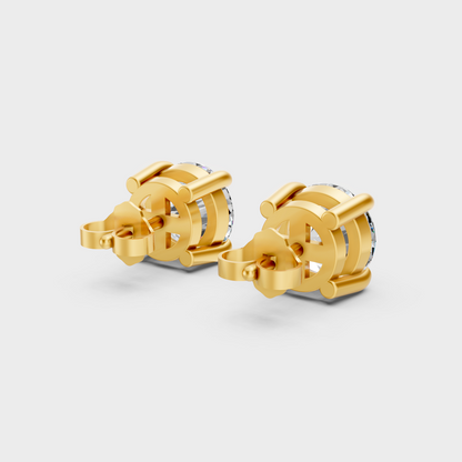 Yellow Gold Lab Grown Round Diamond Stud Earrings 3.00 Ct Luxury Gift Jewelry
