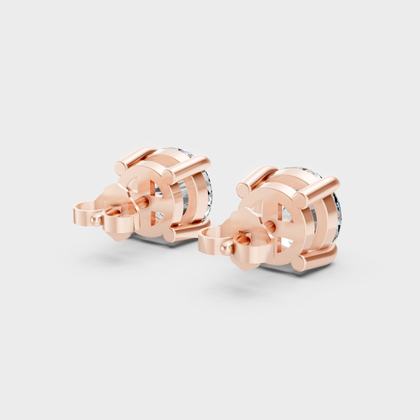 Rose Gold Round Diamond Stud Earrings 3.00 Ct Ethical Sparkle Jewelry