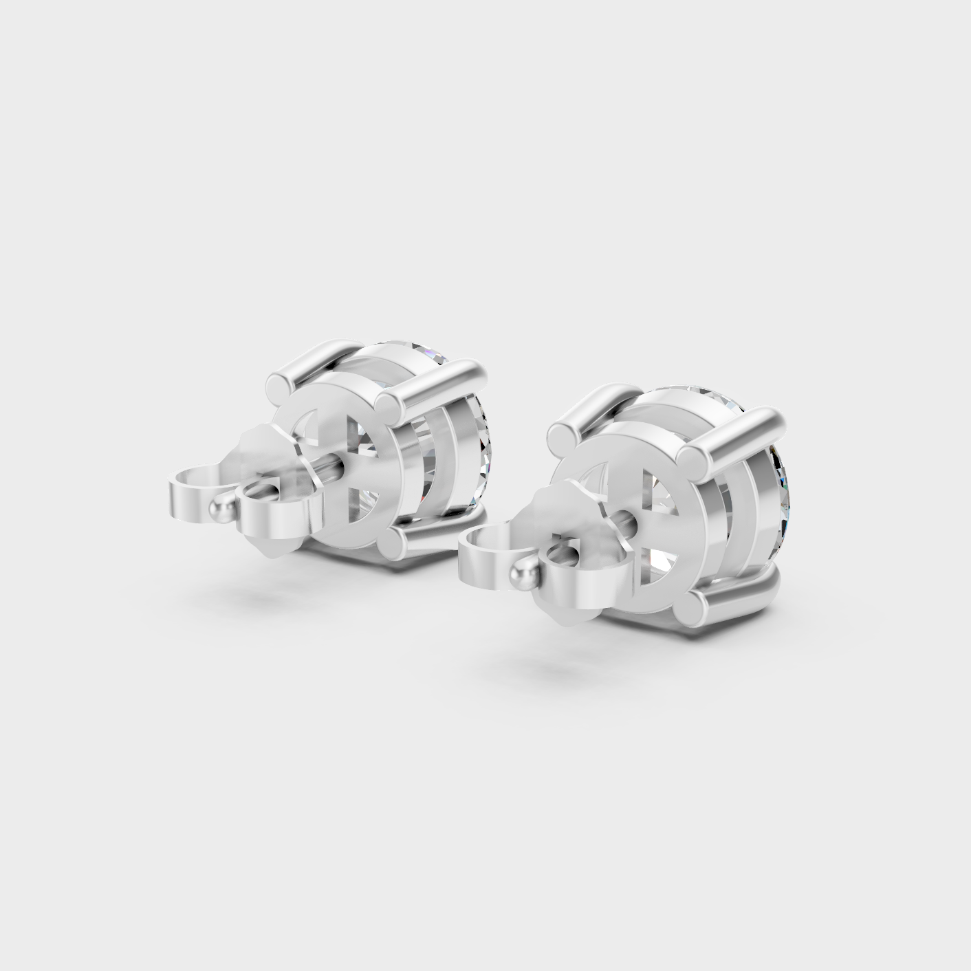White Gold Round Diamond Stud Earrings 3.00 Ct Lab Grown Timeless Style