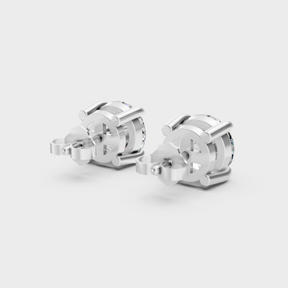 White Gold Round Diamond Stud Earrings 3.00 Ct Lab Grown Timeless Style