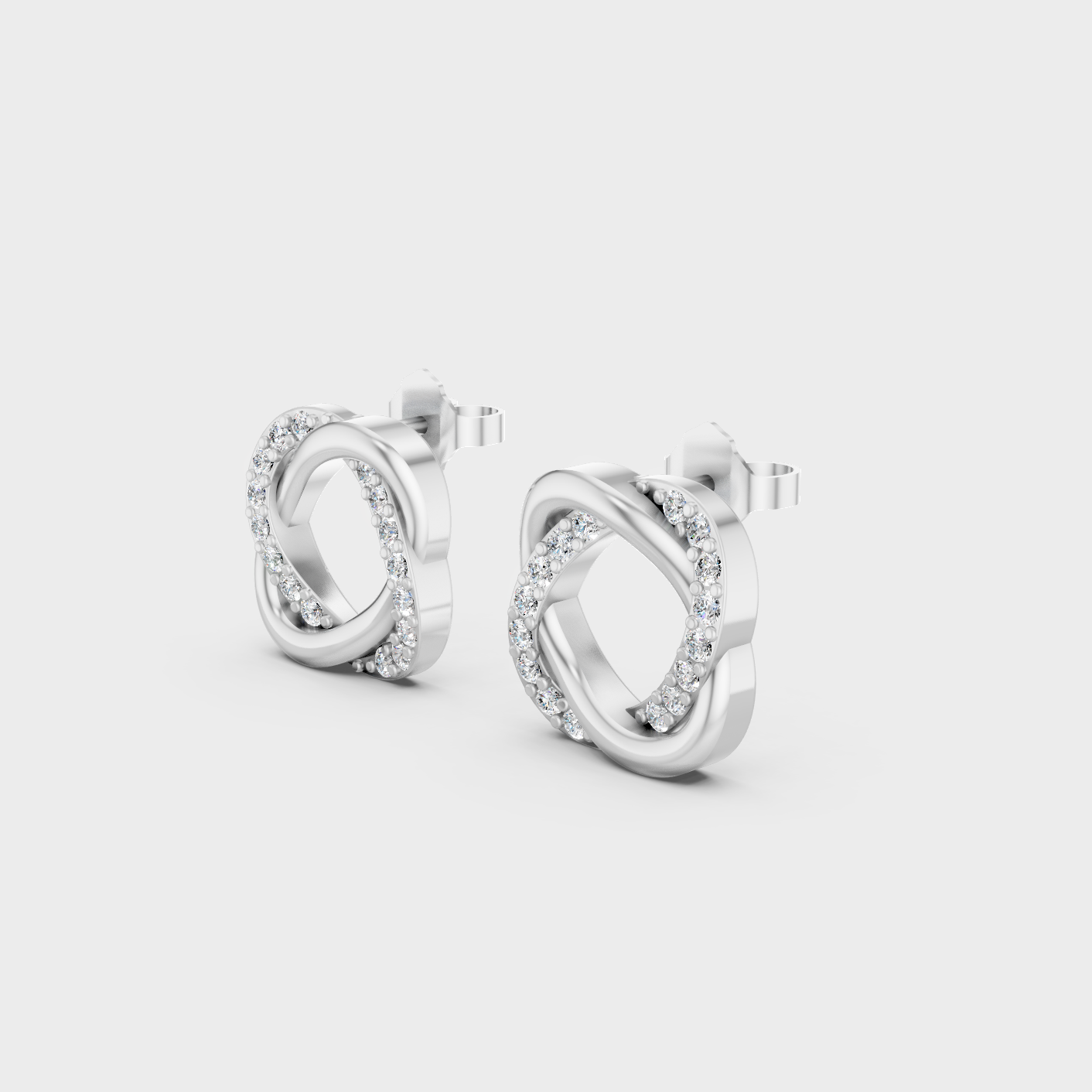 White Gold Round Diamond Stud Earrings 0.26 Ct Modern Minimal Luxury