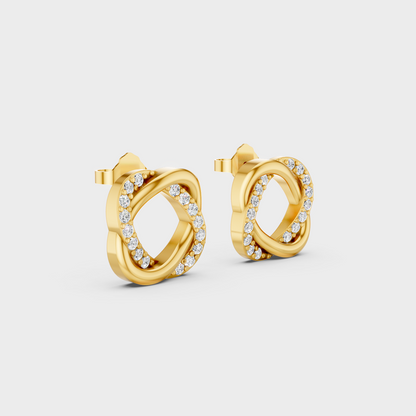 Yellow Gold Round Cut Diamond Stud Earrings 0.26 Ct Lab Created Subtle Sparkle