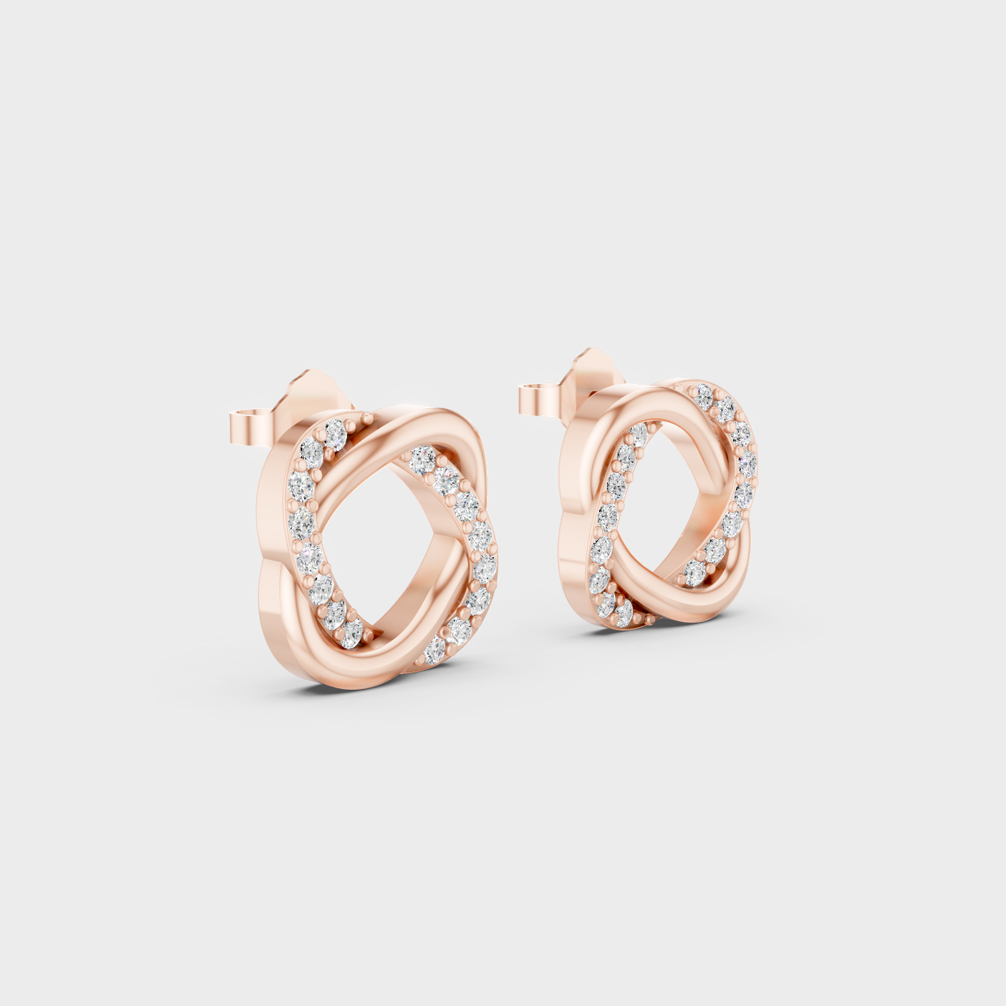 Rose Gold Round Diamond Stud Earrings 0.13 Ct Each Ethical Lab Grown Jewelry
