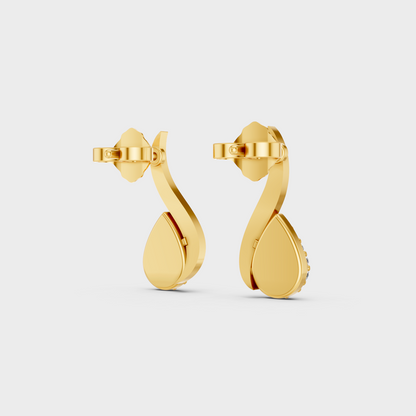 Yellow Gold Lab Grown Round Diamond Stud Earrings 0.19 Ct Luxury Gift Jewelry