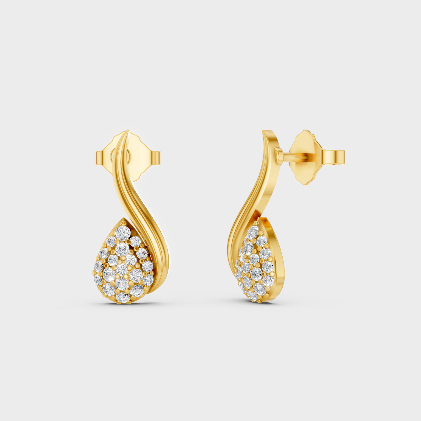 0.19 Ct Total Round Lab Grown Diamond Stud Earrings In Yellow Gold Minimal Luxury Jewelry