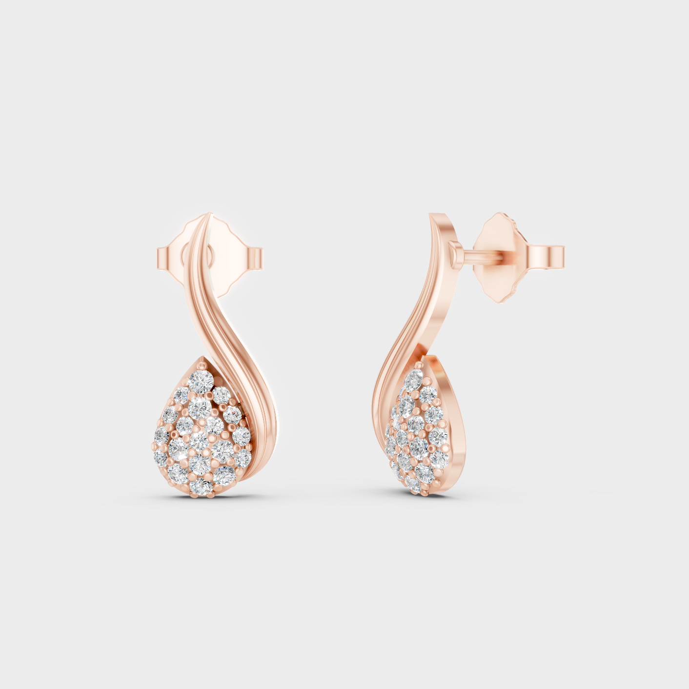 0.095 Ct Each Round Diamond Stud Earrings Lab Grown In Rose Gold Elegant Everyday Style