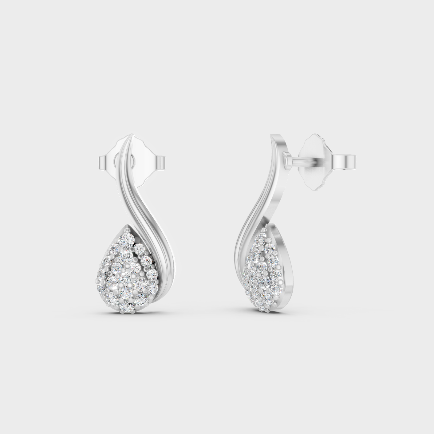White Gold 0.19 Ct Lab Grown Round Diamond Stud Earrings Certified Fine Jewelry