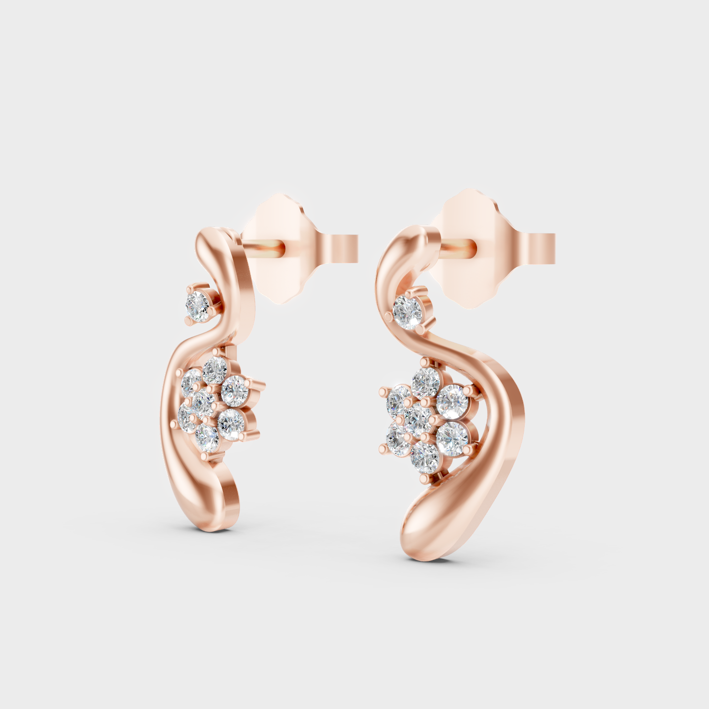 Rose Gold Round Diamond Stud Earrings 0.065 Ct Each Ethical Lab Grown Jewelry