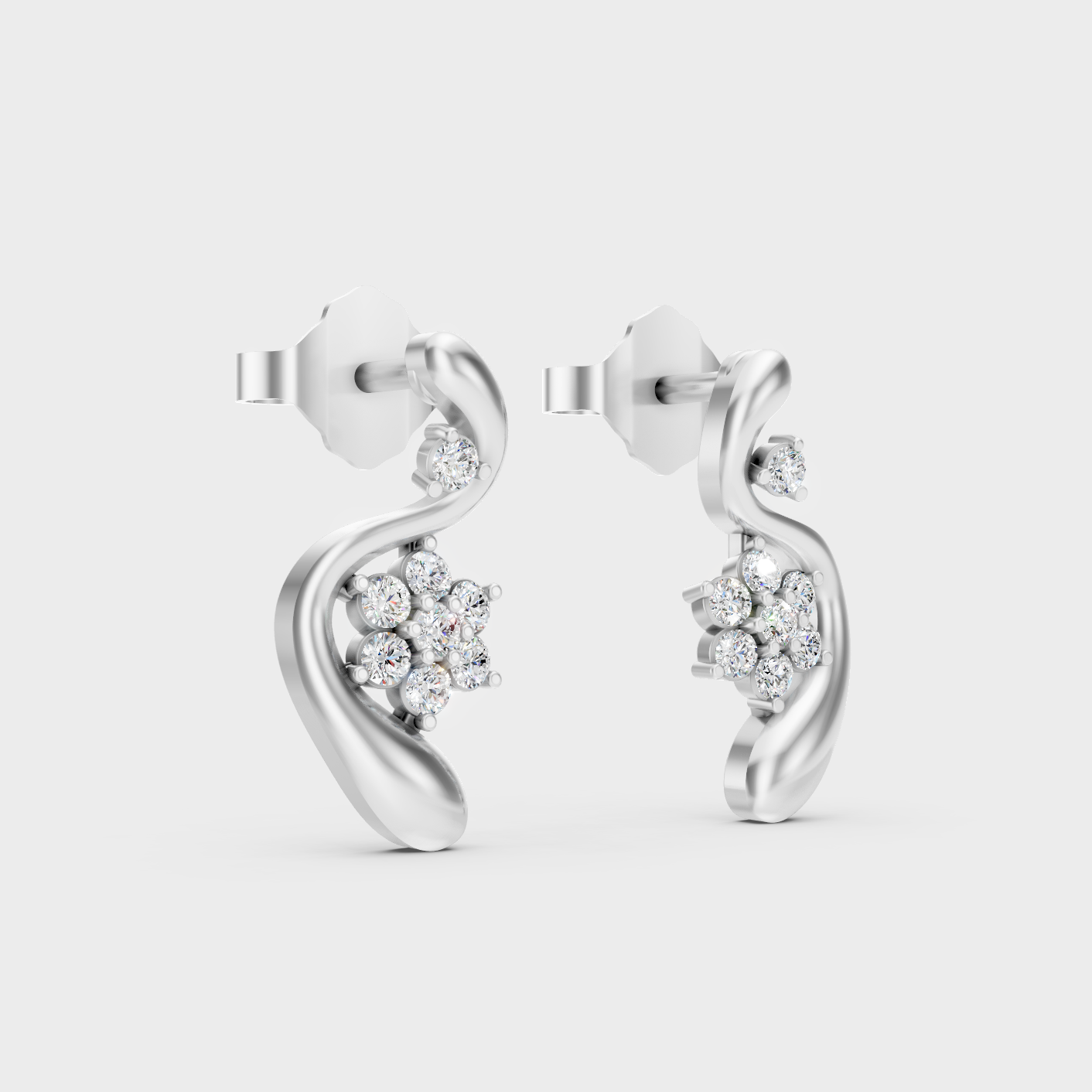 Platinum 950 Round Diamond Stud Earrings 0.13 Ct Lab Grown Ethical Jewelry