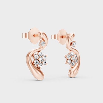 Rose Gold Round Diamond Stud Earrings 0.13 Ct Everyday Elegant Jewelry