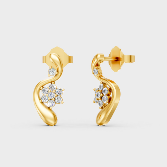 0.13 Ct Total Round Lab Grown Diamond Stud Earrings In Yellow Gold Minimal Jewelry