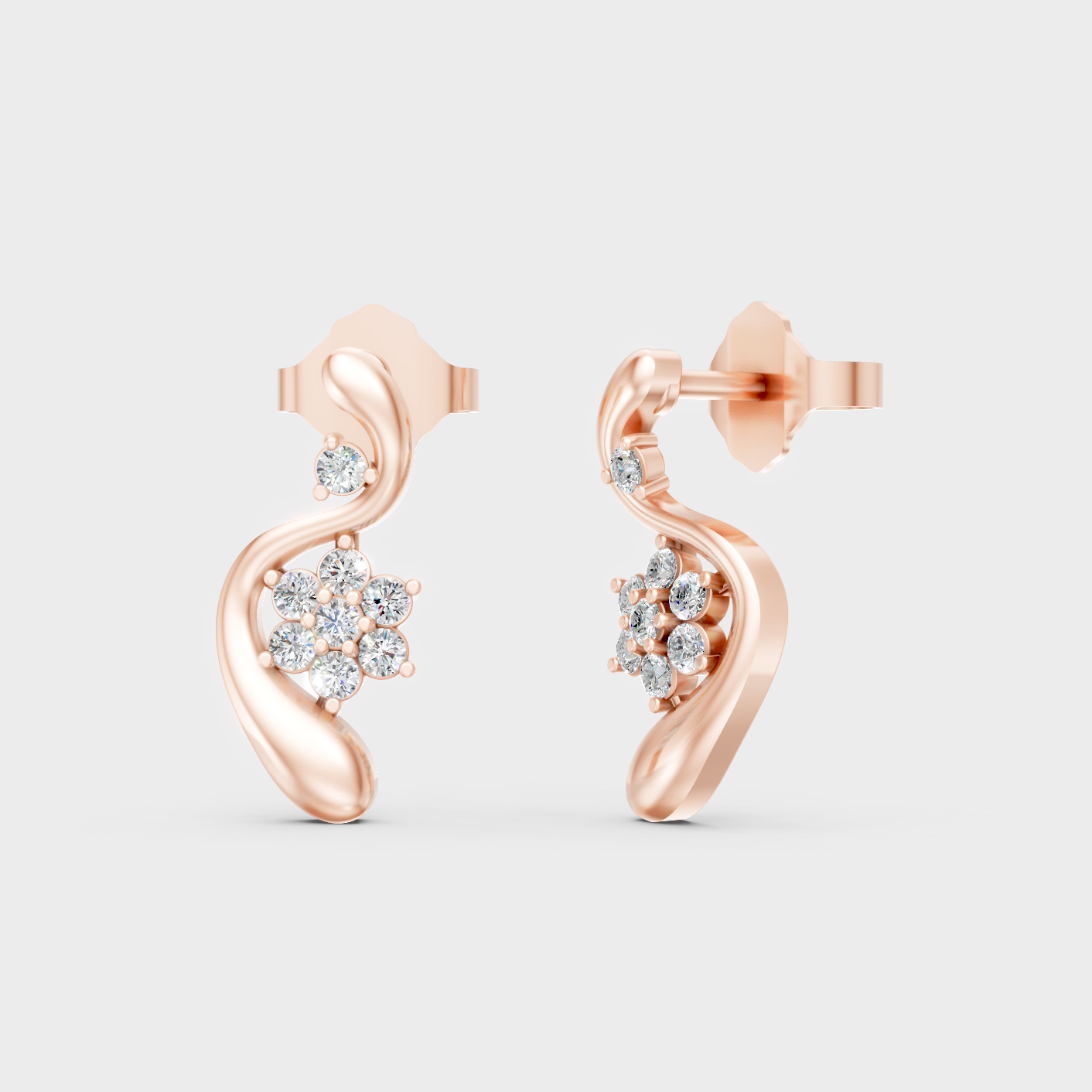 Rose Gold Round Diamond Stud Earrings 0.13 Ct Ethical Sparkle Jewelry