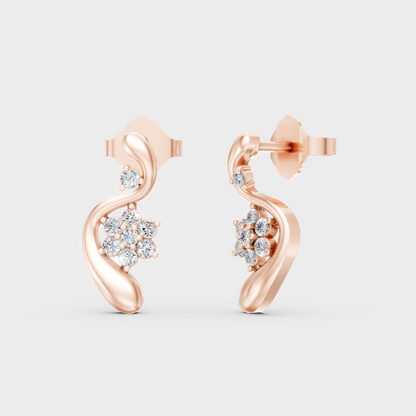 Rose Gold Round Diamond Stud Earrings 0.13 Ct Ethical Sparkle Jewelry