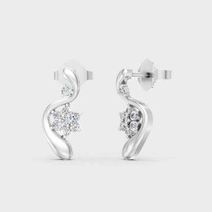 White Gold 0.13 Ct Lab Grown Round Diamond Stud Earrings Certified Fine Jewelry