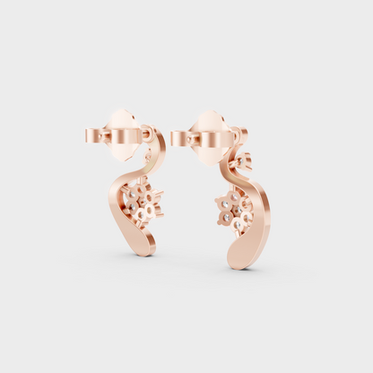 0.065 Ct Each Round Diamond Stud Earrings Lab Grown In Rose Gold Everyday Style