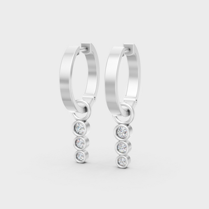 Platinum Round Diamond Drop Earrings 0.19 Ct Premium Lab Grown Jewelry