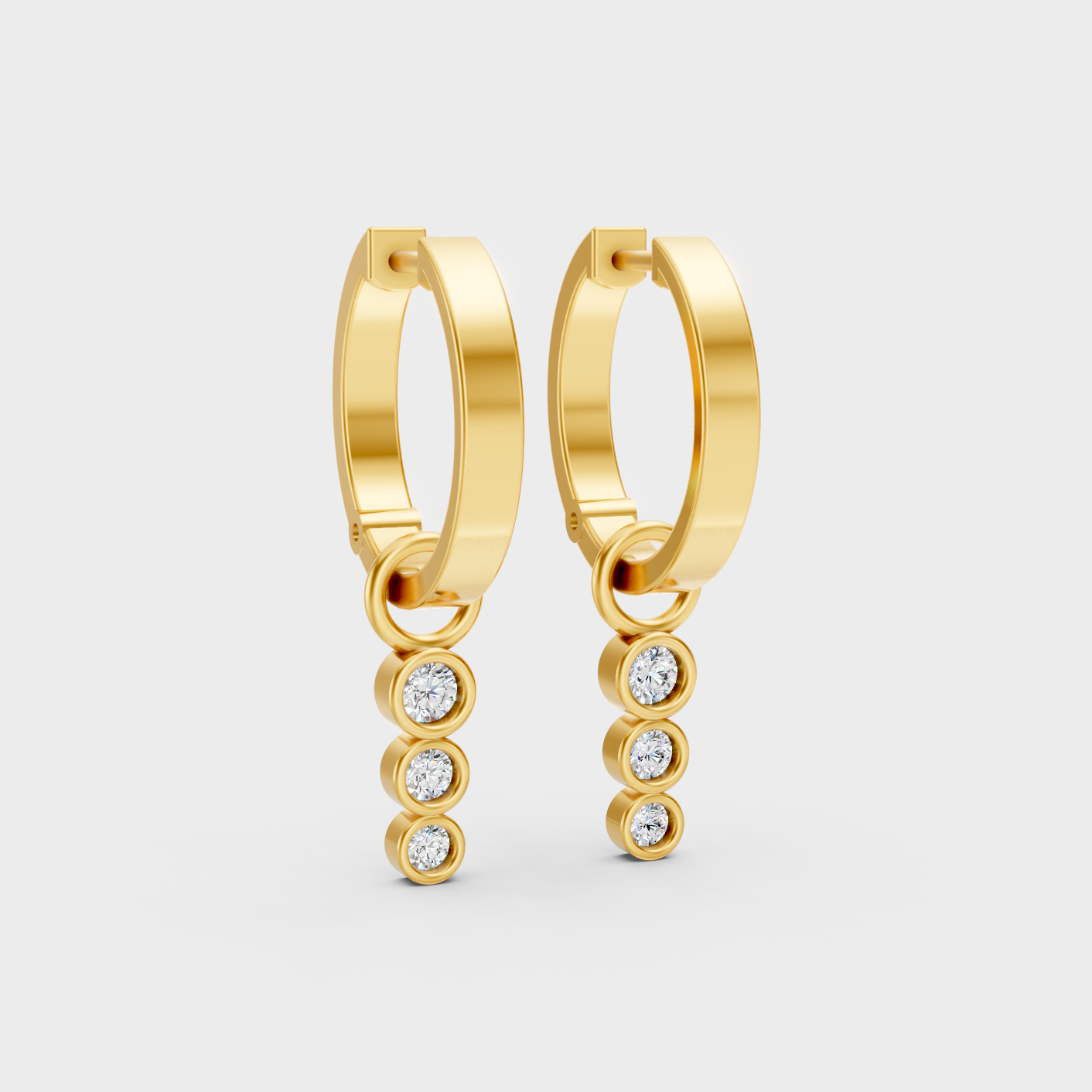 Yellow Gold Round Cut Diamond Drop Earrings 0.19 Ct Lab Created Subtle Sparkle