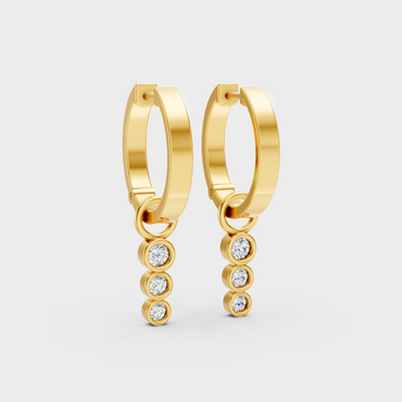 Yellow Gold Round Cut Diamond Drop Earrings 0.19 Ct Lab Created Subtle Sparkle