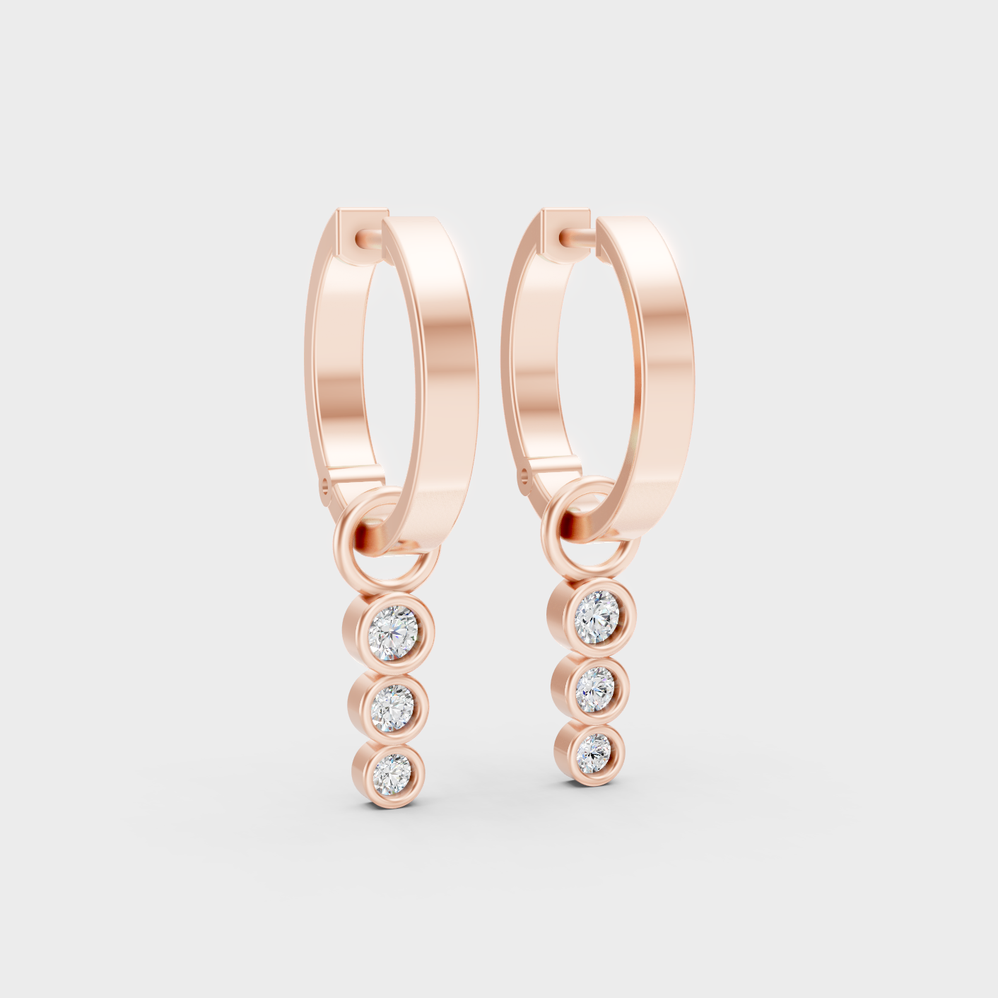 Rose Gold Round Diamond Drop Earrings 0.19 Ct Everyday Elegant Jewelry