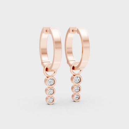 Rose Gold Round Diamond Drop Earrings 0.19 Ct Everyday Elegant Jewelry