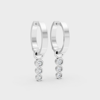 Platinum 950 Round Diamond Drop Earrings 0.19 Ct Lab Grown Ethical Jewelry