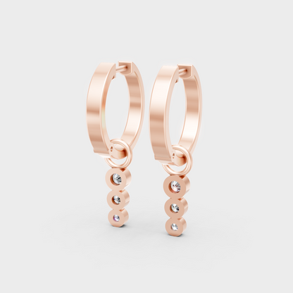 0.095 Ct Each Round Diamond Dangler Earrings Lab Grown In Rose Gold Everyday Style