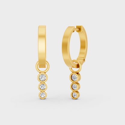 0.19 Ct Total Round Lab Grown Diamond Drop Earrings In Yellow Gold Minimal Jewelry