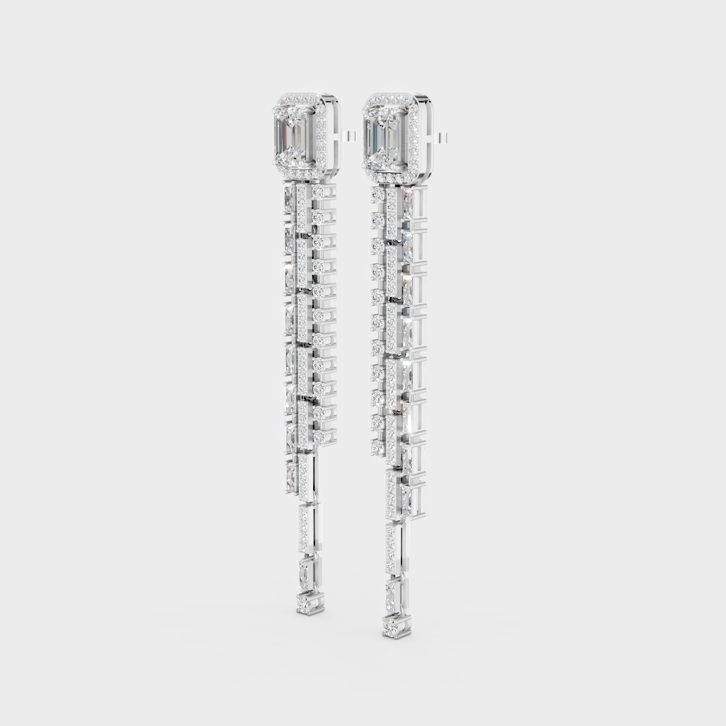 White Gold Multi Shape Diamond Drop Earrings 4.25 Ct Lab Grown Timeless Luxury