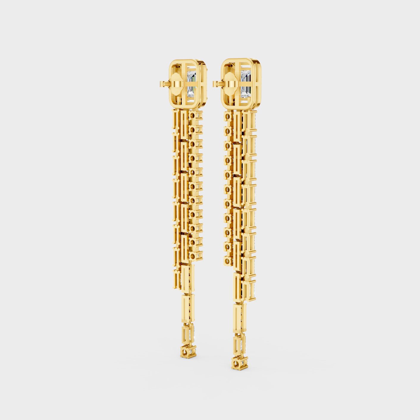 Yellow Gold Lab Grown Multi Shape Diamond Drop Earrings 4.25 Ct Luxury Gift Jewelry