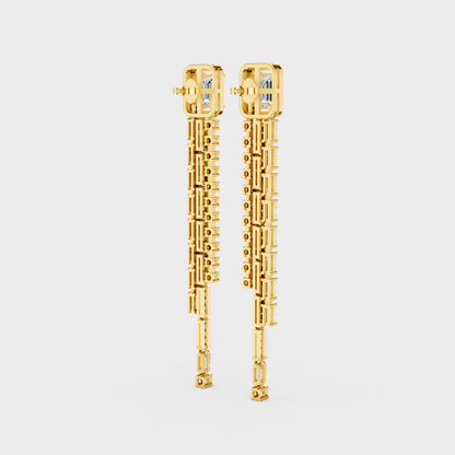 Yellow Gold Lab Grown Multi Shape Diamond Drop Earrings 4.25 Ct Luxury Gift Jewelry