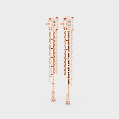 Rose Gold Multi Shape Diamond Drop Earrings 4.25 Ct Ethical Sparkle Jewelry