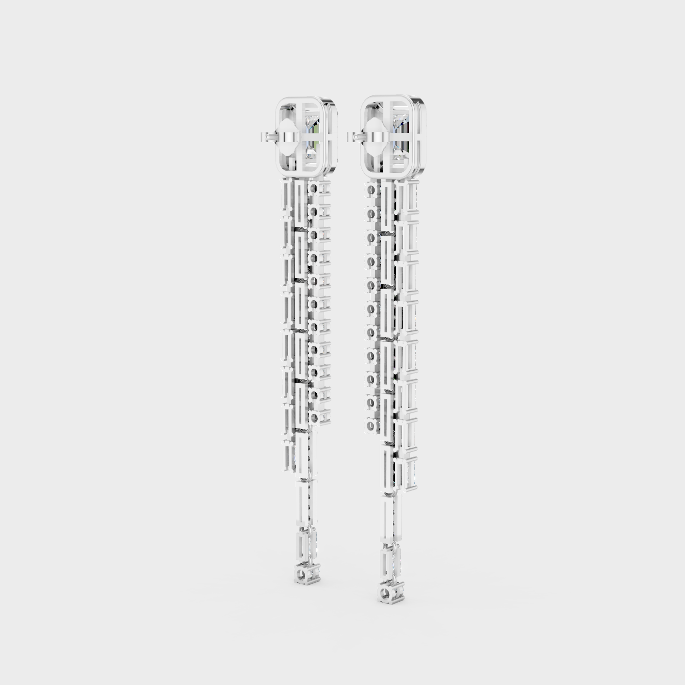 Platinum Diamond Drop Earrings Round Emerald Baguette 4.25 Ct Ethical Luxury Jewelry