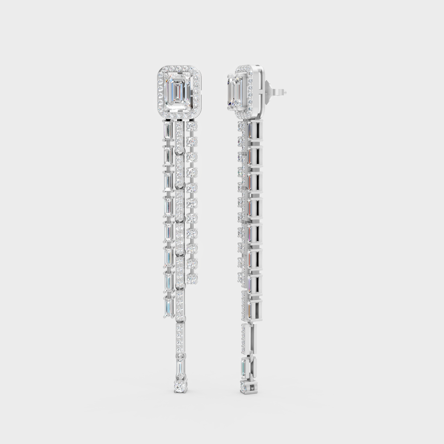 Platinum Multi Shape Diamond Drop Earrings 4.25 Ct Ultimate Fine Jewelry