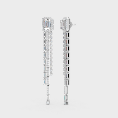Platinum Multi Shape Diamond Drop Earrings 4.25 Ct Ultimate Fine Jewelry