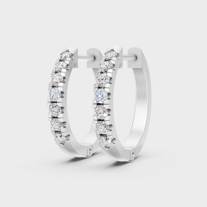Platinum Round Diamond Hoop Earrings 0.22 Ct Premium Lab Grown Jewelry