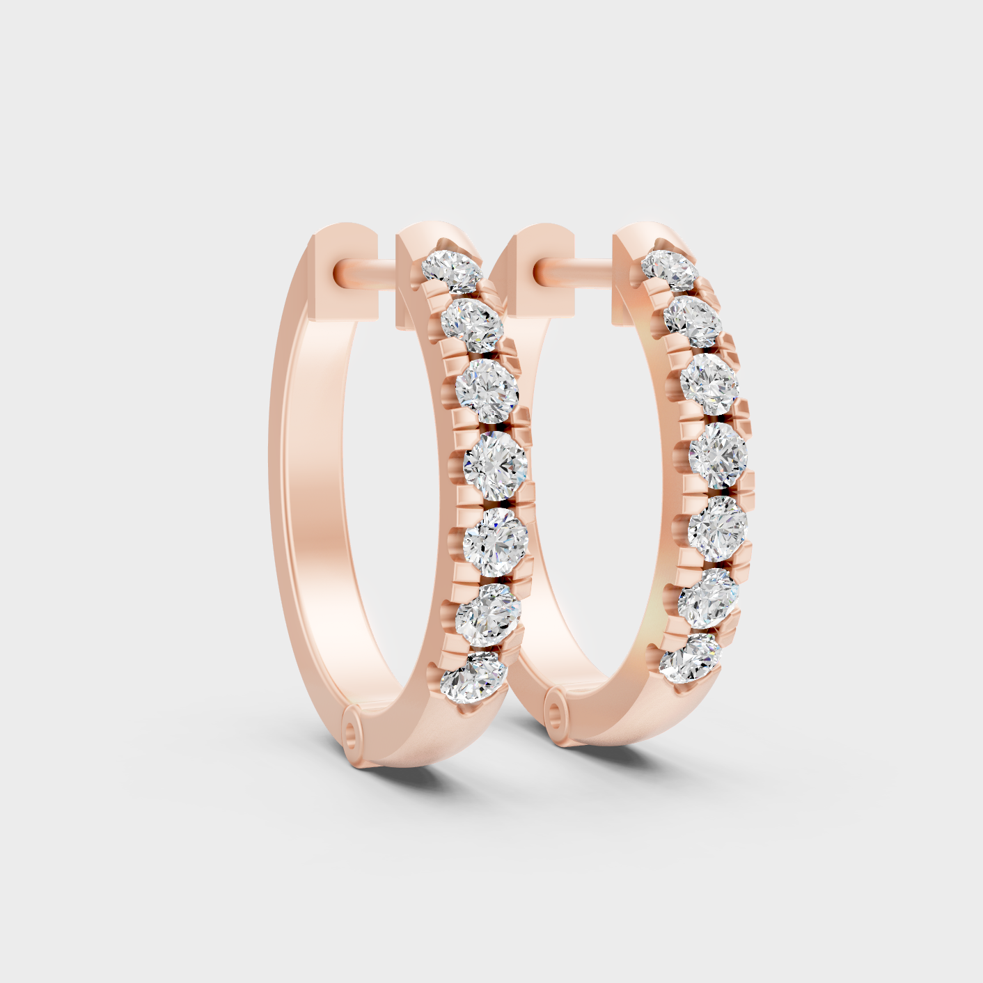 Rose Gold Round Diamond Hoop Earrings 0.22 Ct Everyday Elegant Jewelry