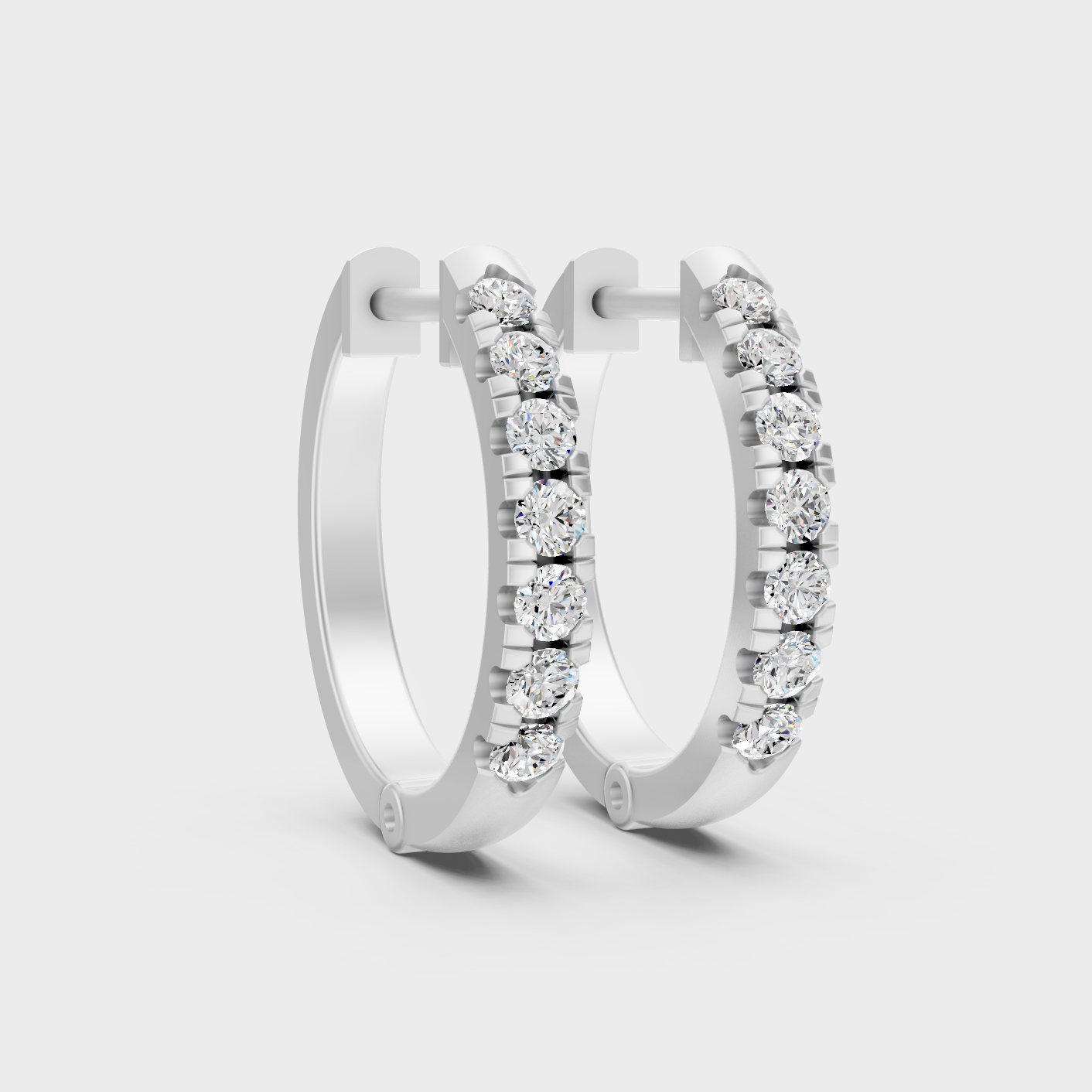 Platinum 950 Round Diamond Hoop Earrings 0.22 Ct Lab Grown Ethical Jewelry