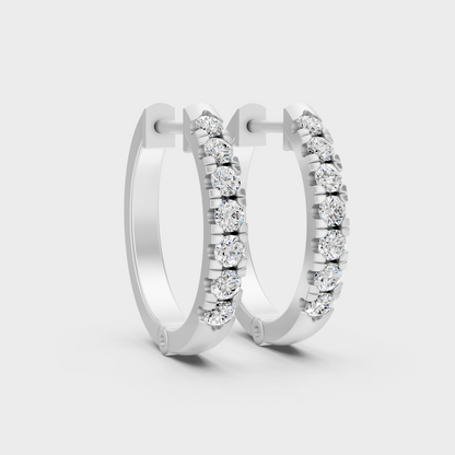 Platinum 950 Round Diamond Hoop Earrings 0.22 Ct Lab Grown Ethical Jewelry