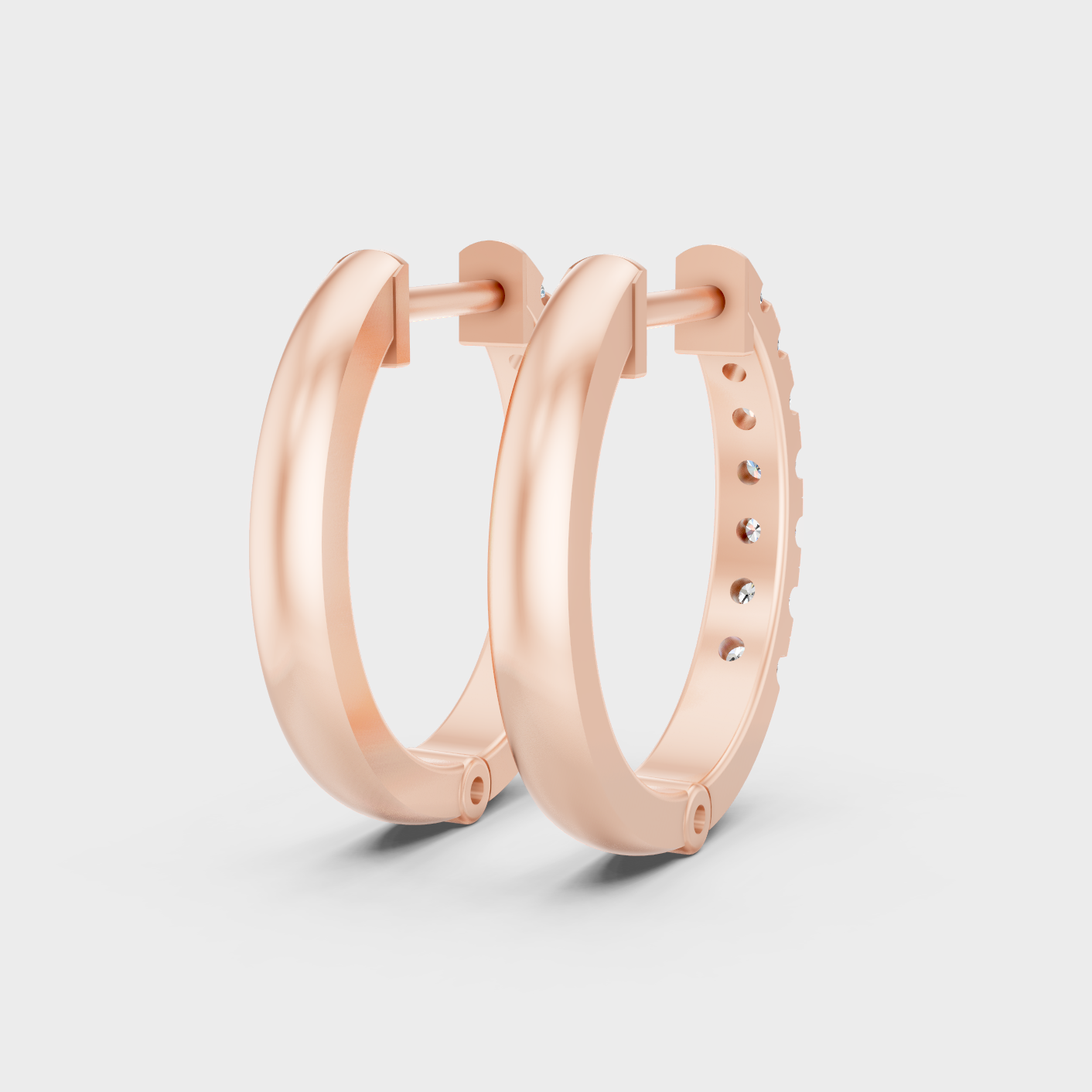 0.11 Ct Each Round Diamond Hoop Earrings Lab Grown In Rose Gold Everyday Style